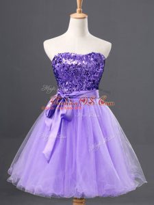 Tulle Sweetheart Sleeveless Zipper Sequins Prom Dress in Lavender