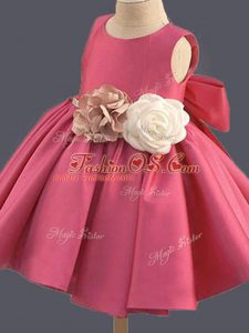 Ball Gowns Little Girls Pageant Dress Wholesale Hot Pink Scoop Taffeta Sleeveless Mini Length Clasp Handle