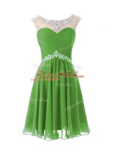 Elegant Chiffon Zipper Cap Sleeves Knee Length Beading