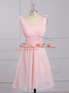 Perfect Straps Sleeveless Chiffon Bridesmaid Gown Hand Made Flower Lace Up