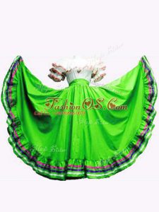 Chic Floor Length Lace Up Quince Ball Gowns Green for Military Ball and Sweet 16 and Quinceanera with Ruffled Layers