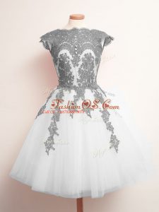 Dramatic Mini Length A-line Sleeveless White Court Dresses for Sweet 16 Lace Up