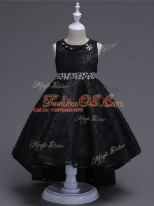 Lace Sleeveless High Low Kids Pageant Dress and Beading