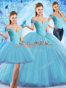 Flirting Sleeveless Sweep Train Beading Lace Up 15 Quinceanera Dress