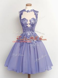 Beautiful Knee Length A-line Sleeveless Lilac Wedding Guest Dresses Lace Up