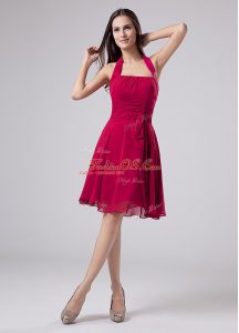 Knee Length Empire Sleeveless Fuchsia Mother Of The Bride Dress Zipper