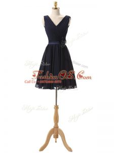 Chiffon Sleeveless Mini Length Bridesmaid Dress and Hand Made Flower