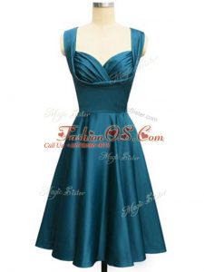 Hot Selling Teal Straps Lace Up Ruching Damas Dress Sleeveless