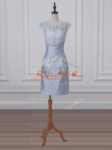 Short Sleeves Zipper Mini Length Lace and Appliques Mother Of The Bride Dress