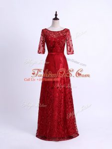 Elegant Tulle Half Sleeves Mother Of The Bride Dress and Lace