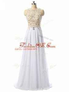 Graceful White Zipper Going Out Dresses Beading and Lace and Appliques Sleeveless High Low