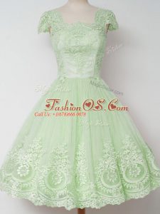 Custom Made Cap Sleeves Lace Knee Length Vestidos de Damas
