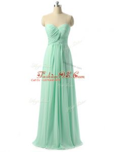 Elegant Empire Bridesmaids Dress Apple Green Sweetheart Chiffon Sleeveless Floor Length Lace Up