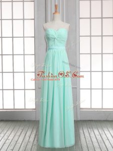 Apple Green Sweetheart Lace Up Ruching Prom Gown Sleeveless