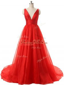 High Quality Sleeveless Brush Train Backless Ruching Casual Dresses