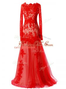 Fantastic Red Sleeveless Tulle Zipper Evening Party Dresses for Prom and Military Ball and Sweet 16