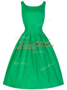Knee Length Lace Up Dama Dress Green for Prom and Party and Wedding Party with Ruching