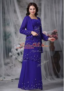 Sophisticated Sleeveless Zipper Floor Length Beading Mother Of The Bride Dress