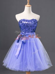 Mini Length Blue Party Dress for Toddlers Sweetheart Sleeveless Zipper