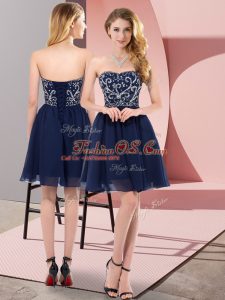 Classical Navy Blue Sweetheart Neckline Beading Casual Dresses Sleeveless Lace Up