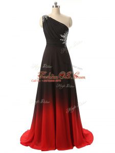 Multi-color Sleeveless Fading Color Brush Train Lace Up Celebrity Style Dress