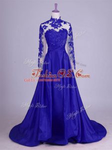 Royal Blue Lace Up Mother Of The Bride Dress Lace and Appliques Sleeveless Brush Train
