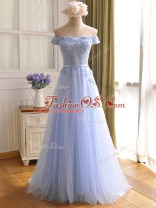 Lavender Lace Up Off The Shoulder Appliques Homecoming Dress Tulle Sleeveless