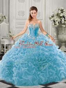 Sleeveless Court Train Beading and Ruffles Lace Up Quinceanera Dresses