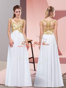 Cheap Scoop Sleeveless Zipper Evening Dress White Chiffon