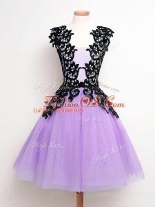 Luxury Lavender Lace Up Straps Lace Damas Dress Tulle Sleeveless