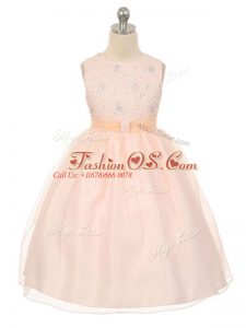 Scoop Sleeveless Tulle Child Pageant Dress Beading Lace Up