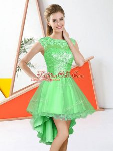 Knee Length Backless Wedding Party Dress for Prom and Party with Beading and Lace