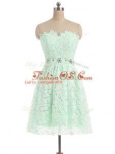 Apple Green Prom Dresses Prom and Party and Sweet 16 with Beading and Lace Sweetheart Sleeveless Zipper