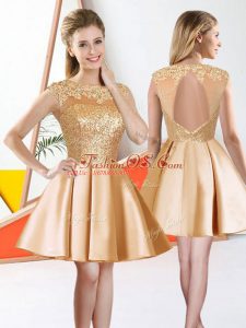 Exceptional Bateau Sleeveless Backless Wedding Guest Dresses Champagne Taffeta