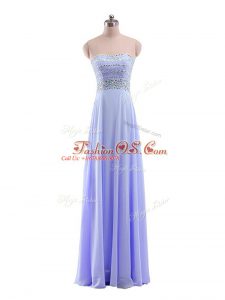 Floor Length Lavender Prom Party Dress Strapless Sleeveless Zipper