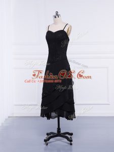 Chiffon Sleeveless Tea Length Mother Of The Bride Dress and Lace and Appliques