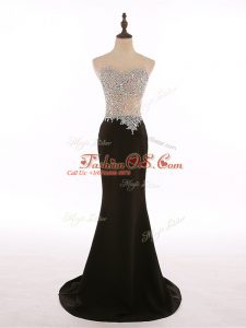 Luxury Sleeveless Brush Train Zipper Beading Evening Dresses