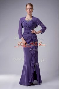 Smart Chiffon Straps Sleeveless Zipper Beading Mother Of The Bride Dress in Purple