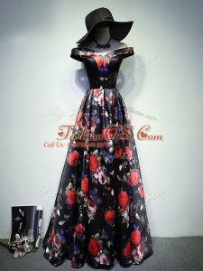 Floor Length Multi-color Homecoming Dress Off The Shoulder Sleeveless Lace Up