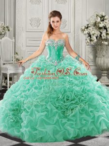 Sweetheart Sleeveless Organza Sweet 16 Dress Beading and Ruffles Court Train Lace Up