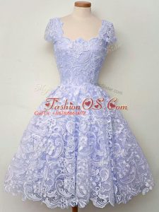 Adorable Cap Sleeves Lace Lace Up Wedding Guest Dresses