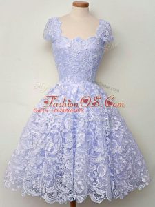Adorable Cap Sleeves Lace Lace Up Wedding Guest Dresses