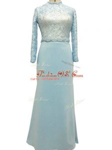 Floor Length Column/Sheath Long Sleeves Light Blue Mother Of The Bride Dress Side Zipper