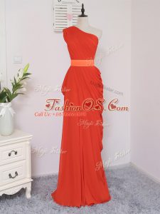 Coral Red Sleeveless Pick Ups Floor Length Quinceanera Court Dresses