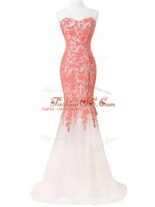 Sophisticated White Sweetheart Neckline Lace and Appliques Juniors Evening Dress Sleeveless Lace Up