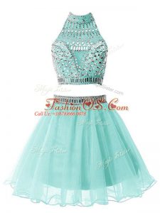 Custom Design Light Blue Sleeveless Organza Zipper Vestidos de Damas for Party and Wedding Party