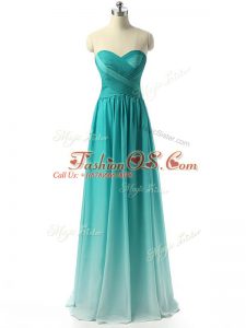 Affordable Multi-color Chiffon Zipper Sweetheart Sleeveless Floor Length Bridesmaid Gown Ruching