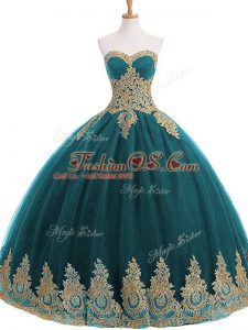 High End Floor Length Ball Gowns Sleeveless Teal Sweet 16 Dresses Lace Up