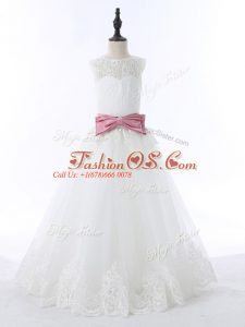 Sleeveless Lace and Bowknot Zipper Child Pageant Dress
