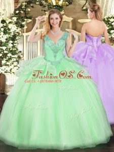 Sleeveless Beading Lace Up Quinceanera Gowns